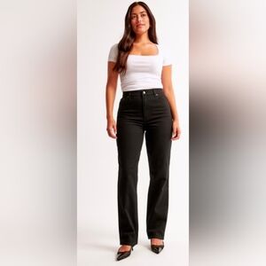 Abercrombie & Fitch Women's Black Curve Love Ultra High Rise 90s Straight Jeans